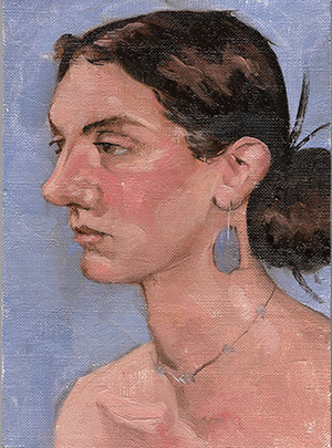 joseph besch, portrait painting, decorative, blue